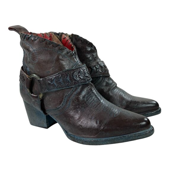 BED STU Tania Ankle Harness Western Boots Size 6 Rustic Leather Teak NEW - Picture 1 of 8